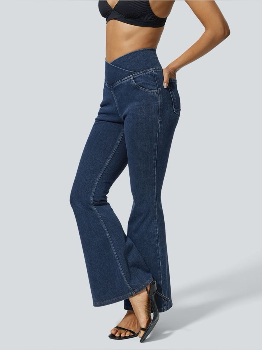 Halara Flex High Waisted Crossover Wide Leg Jean - Picture 2 of 16
